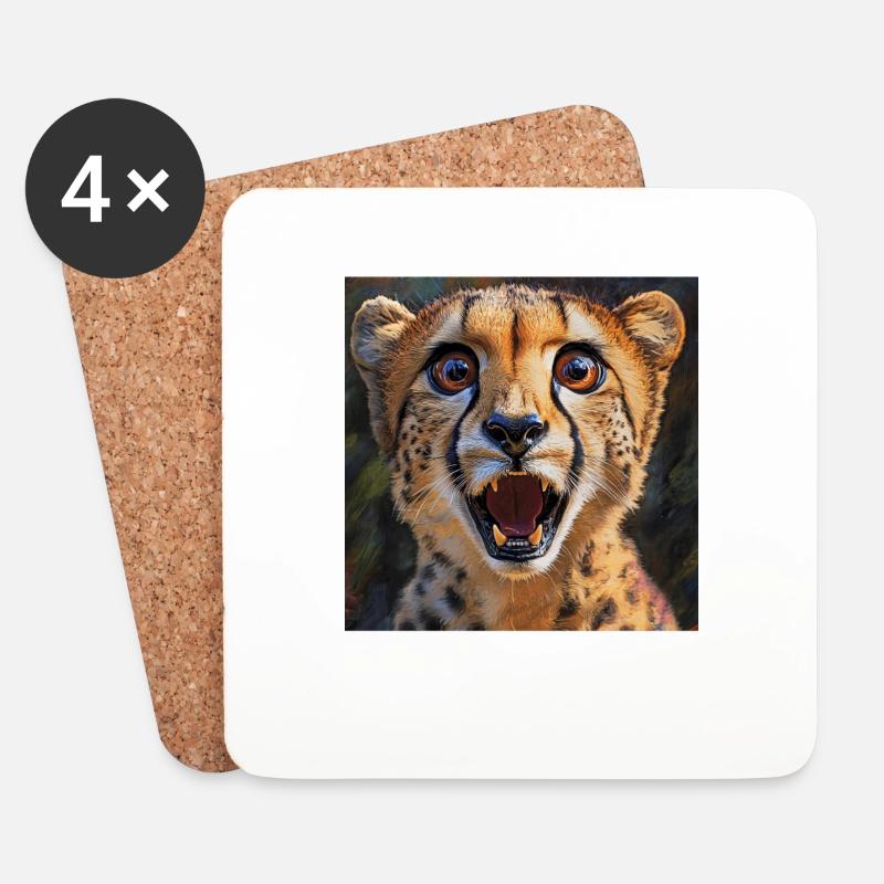 Gepard - Untersetzer (4er-Set) - Weiß
