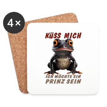 FROG KISS ME WANTS TO BE A PRINCE - Coasters (set of 4) - white - Front