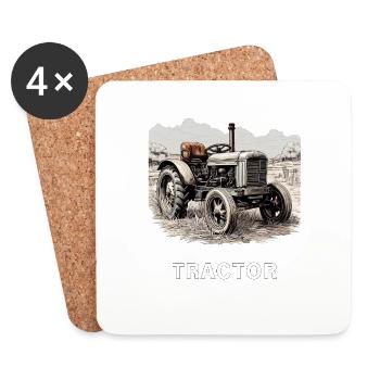 TRACTEUR - Dessous de verre (lot de 4) - blanc - Devant
