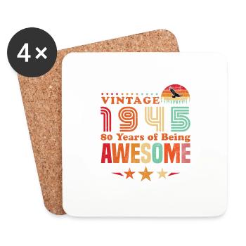 Vintage 1945 Birthday 80 Years Of Being Awesome - Coasters (set of 4) - white - Front