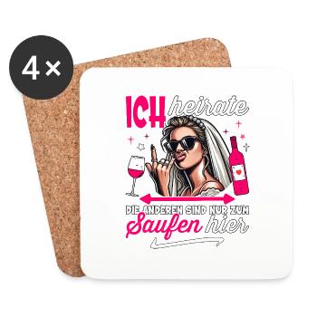 JGA Braut T-Shirt JGA Frauen Junggesellenabschied - Untersetzer (4er-Set) - Weiß - Vorne