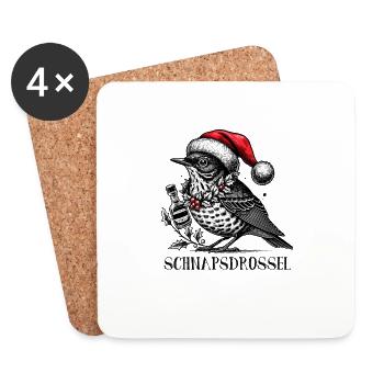 Schnaps Drossel Vogel Weihnachten - Untersetzer (4er-Set) - Weiß - Vorne