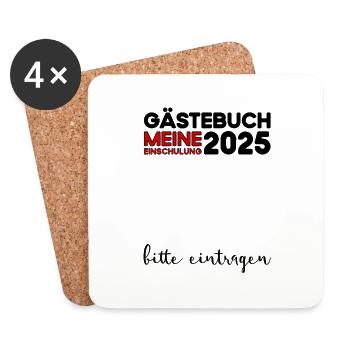 Gästebuch Einschulung 2025 Junge Mädchen Schulkind - Untersetzer (4er-Set) - Weiß - Vorne