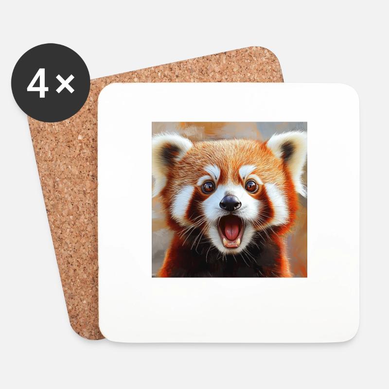 Roter Panda - Untersetzer (4er-Set) - Weiß