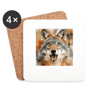 Wolf - Untersetzer (4er-Set) - Weiß - Vorne