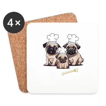 Carlin Chien Chien Cuisinier Cuisiniers Cuisinier - Dessous de verre (lot de 4) - blanc - Devant