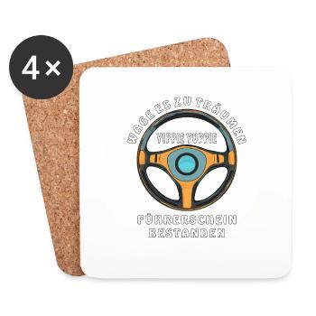 DRIVER'S LICENSE PASSED - Coasters (set of 4) - white - Front