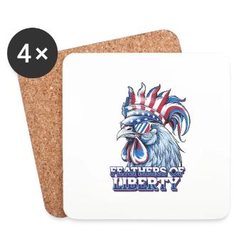 Liberté Coq Plumes d’Amérique Liberté - Dessous de verre (lot de 4) - blanc - Devant