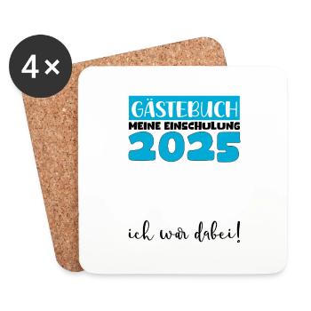 Gästebuch Einschulung 2025 Junge Mädchen Schulkind - Untersetzer (4er-Set) - Weiß - Vorne