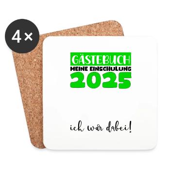 Gästebuch Einschulung 2025 Junge Mädchen Schulkind - Untersetzer (4er-Set) - Weiß - Vorne