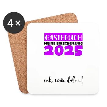 Guestbook School Enrollment 2025 Young Girls Schoolchild - Coasters (set of 4) - white - Front