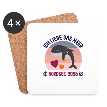 Ich Liebe Das Meer Urlaub An Der Nordsee 2025 - Untersetzer (4er-Set) - Weiß - Vorne