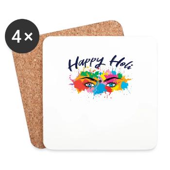 Happy Holi Festival Colorful Eyes - Coasters (set of 4) - white - Front