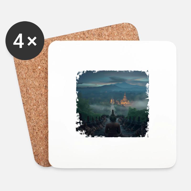 Borobudur - Untersetzer (4er-Set) - Weiß