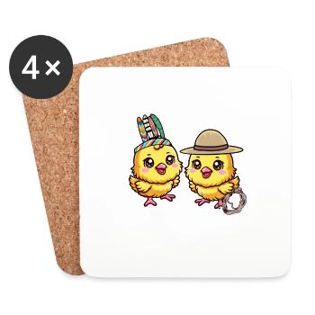 Küken Ostern Wilder Westen Lasso Kinder Baby - Untersetzer (4er-Set) - Weiß - Vorne