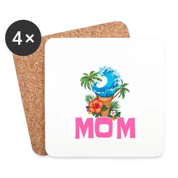 Maman la plus douce – L’été et les vagues - Dessous de verre (lot de 4) - blanc - Devant