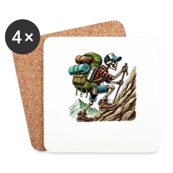 Skeleton Hiker Mountaineering Adventure - Coasters (set of 4) - white - Front