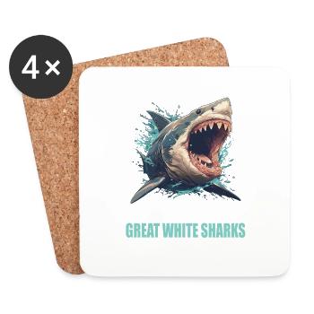 Great White Sharks Great White Shark - Coasters (set of 4) - white - Front