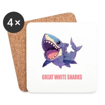 Great White Sharks Great White Shark - Coasters (set of 4) - white - Front