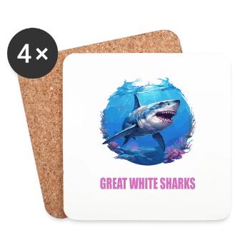 Great White Sharks Great White Shark - Coasters (set of 4) - white - Front