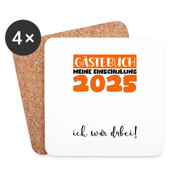 Gästebuch Einschulung 2025 Junge Mädchen Schulkind - Untersetzer (4er-Set) - Weiß - Vorne