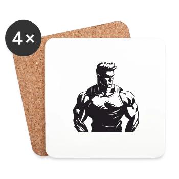 Bodybuilder Muscles Entraînement Gym - Dessous de verre (lot de 4) - blanc - Devant