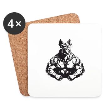 Dog Muscles Dog Workout Gym - Coasters (set of 4) - white - Front