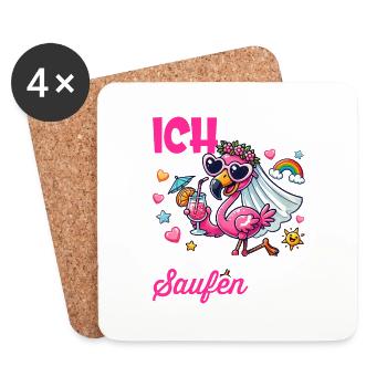 Braut T-Shirt JGA Frauen Junggesellenabschied - Untersetzer (4er-Set) - Weiß - Vorne