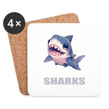 Sharks Shark - Coasters (set of 4) - white - Front