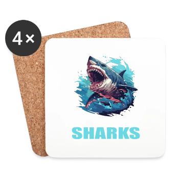 Sharks Shark - Coasters (set of 4) - white - Front