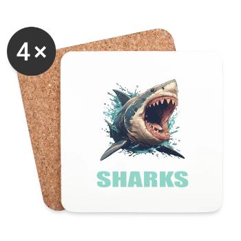 Sharks Shark - Coasters (set of 4) - white - Front