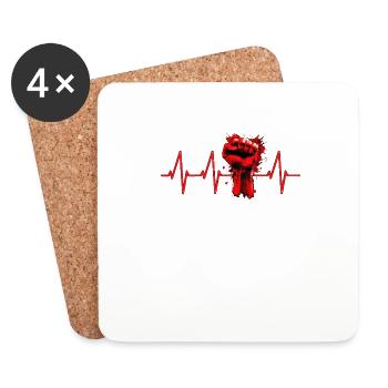 left heartbeat fist - Coasters (set of 4) - white - Front