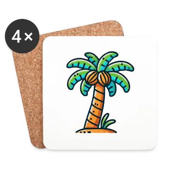 palm tree - Coasters (set of 4) - white - Front