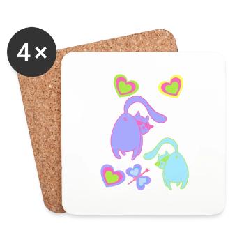 Retro Cats Cat 80s 90s Vintage Kitten Child - Coasters (set of 4) - white - Front