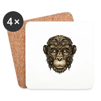 Portrait de singe - Dessous de verre (lot de 4) - blanc - Devant