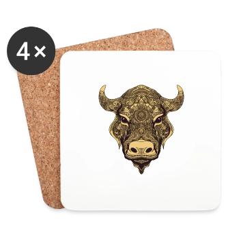 Bulle Porträt Taurus - Untersetzer (4er-Set) - Weiß - Vorne