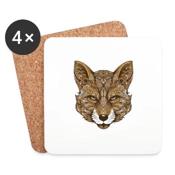 Portrait de renard - Dessous de verre (lot de 4) - blanc - Devant