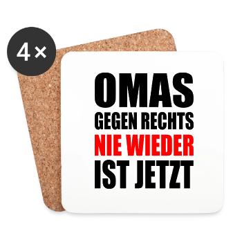 Omas gegen rechts - Untersetzer (4er-Set) - Weiß - Vorne