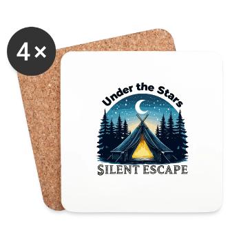 Camping Campsite Camping Camper Nature Stars - Coasters (set of 4) - white - Front