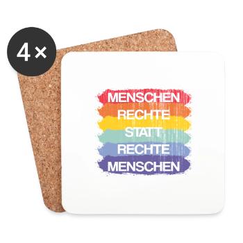 Menschenrechte statt rechte Menschen Demokratie - Untersetzer (4er-Set) - Weiß - Vorne
