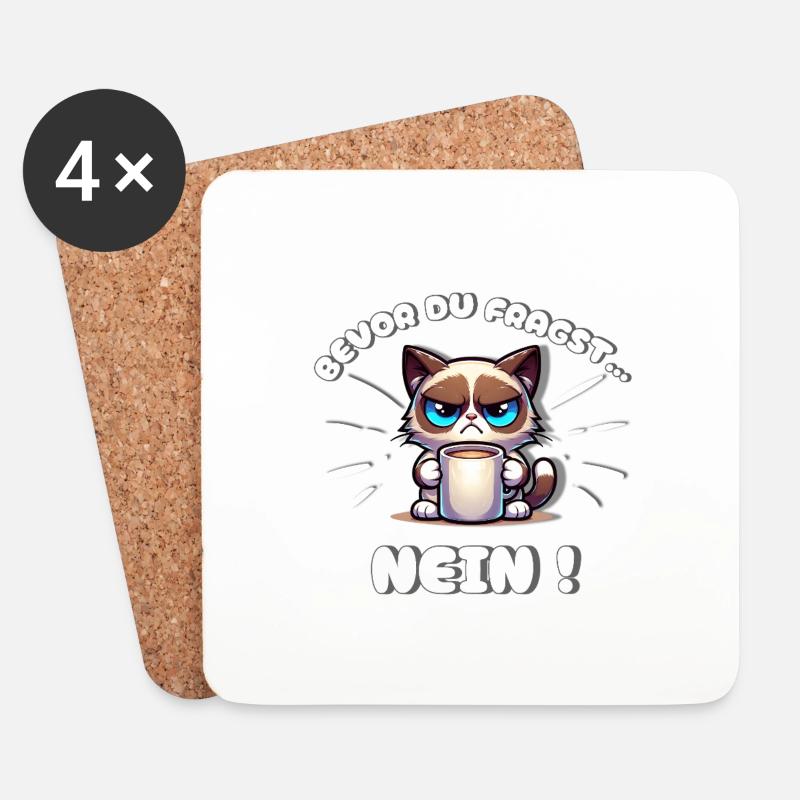Genervte Katze Bevor du fragst Nein! Lustig Montag - Untersetzer (4er-Set) - Weiß