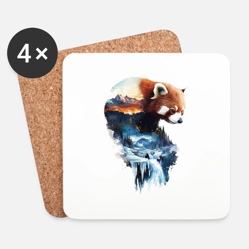 Roter Panda - Untersetzer (4er-Set) - Weiß