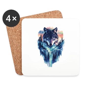 Wolf - Untersetzer (4er-Set) - Weiß - Vorne