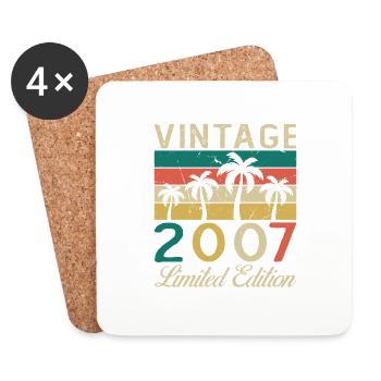 18 Ans 2007 Vintage Rétro Cadeau d’anniversaire - Dessous de verre (lot de 4) - blanc - Devant