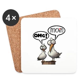 Les mouettes de Bäädden - Mouette omg moin - Dessous de verre (lot de 4) - blanc - Devant