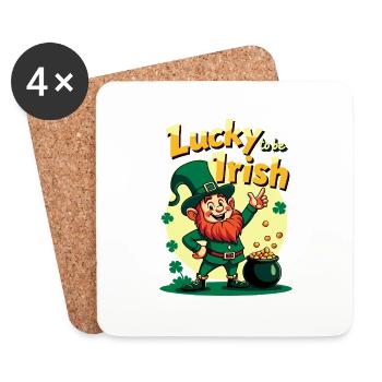 Lucky to be Irish – St. Patrick’s Day Leprechaun - Untersetzer (4er-Set) - Weiß - Vorne