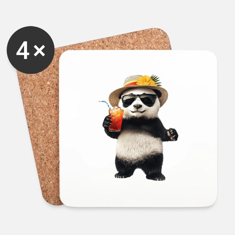 Panda - Untersetzer (4er-Set) - Weiß