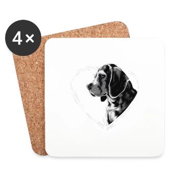 Beagle - Untersetzer (4er-Set) - Weiß - Vorne