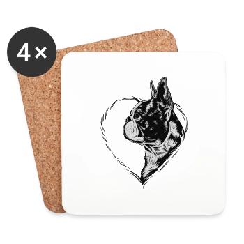 Boston Terrier - Untersetzer (4er-Set) - Weiß - Vorne