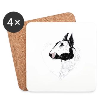 Bullterrier - Untersetzer (4er-Set) - Weiß - Vorne